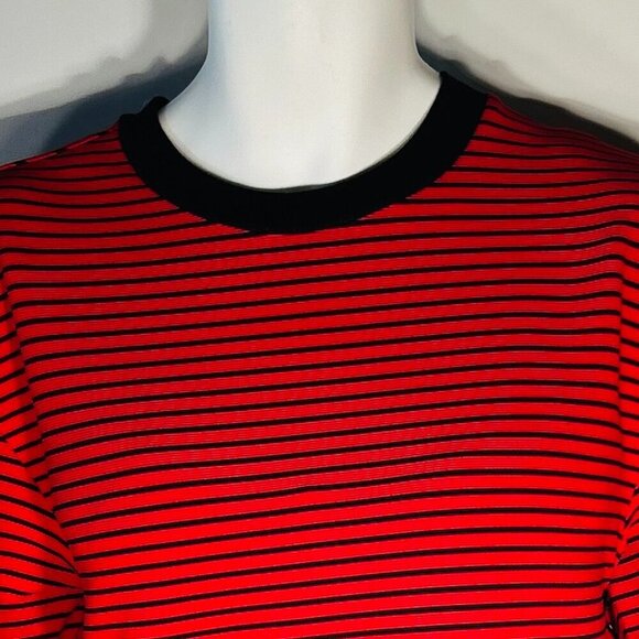 Guess SZ L Red & Dark Navy Stripe Crewneck Classic Prep Y2K Academia Retro - Picture 3 of 9